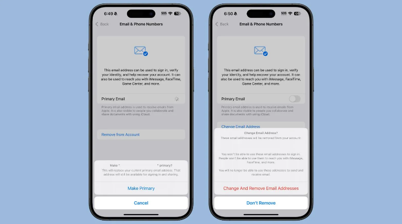 永春苹果手机维修分享苹果 iOS 18.1 支持设置“主要”邮箱地址并更改 iCloud 邮箱 